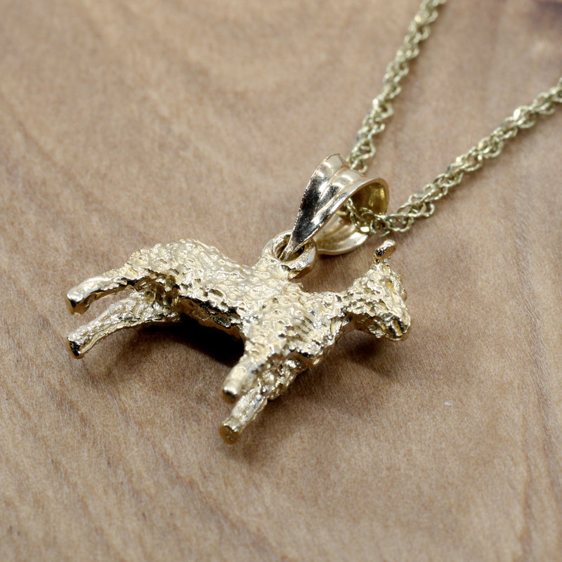 Gold Sheep Necklace made in Solid 14kt Gold