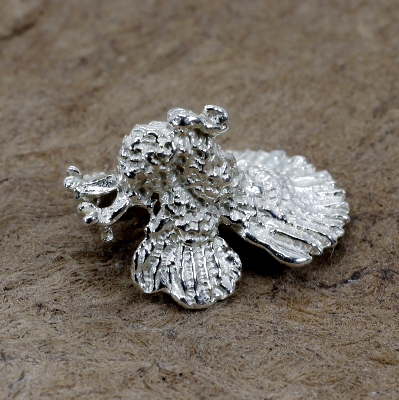 Silver Turkey Tie Tack for Mans Tie or Lapel with 925 Sterling Silver Turkey