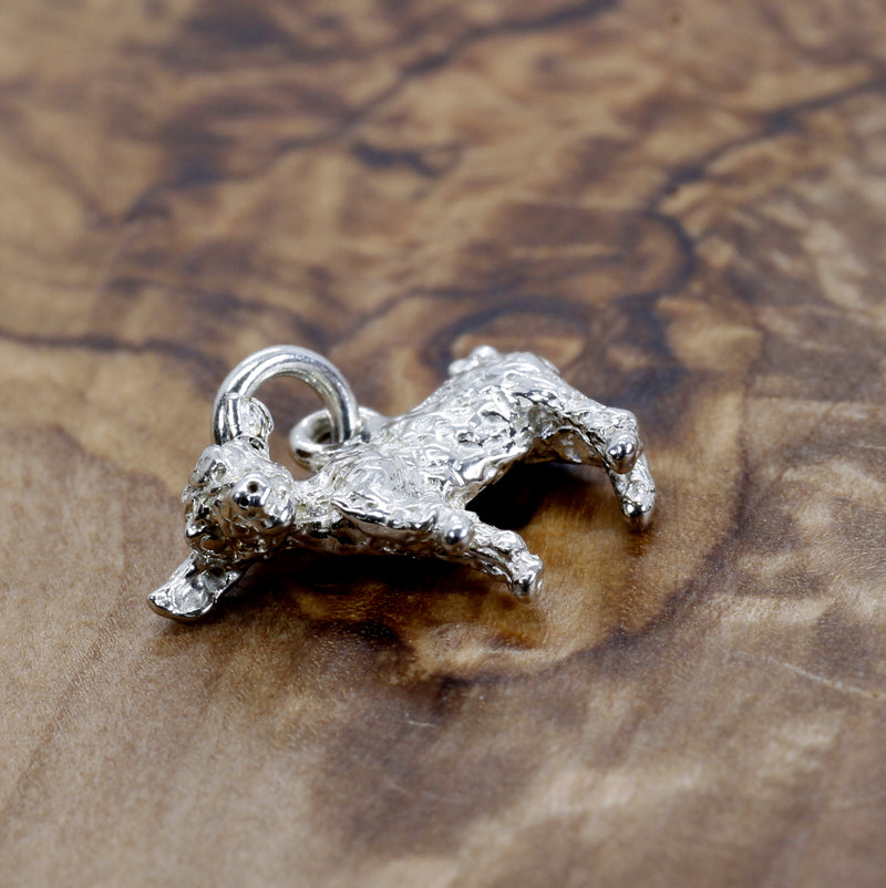 Silver Baby Goat Charm with a 3-D Solid 925 Sterling Silver Playful Goat