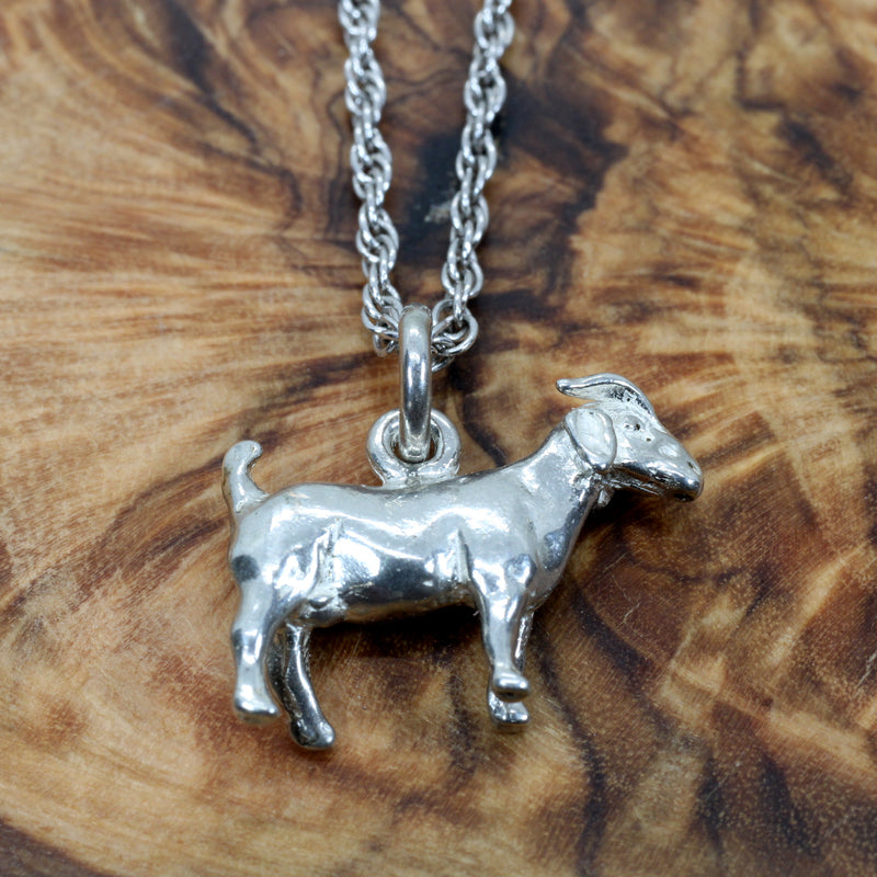 Silver Goat Necklace with solid 925 Sterling Silver Boer Goat