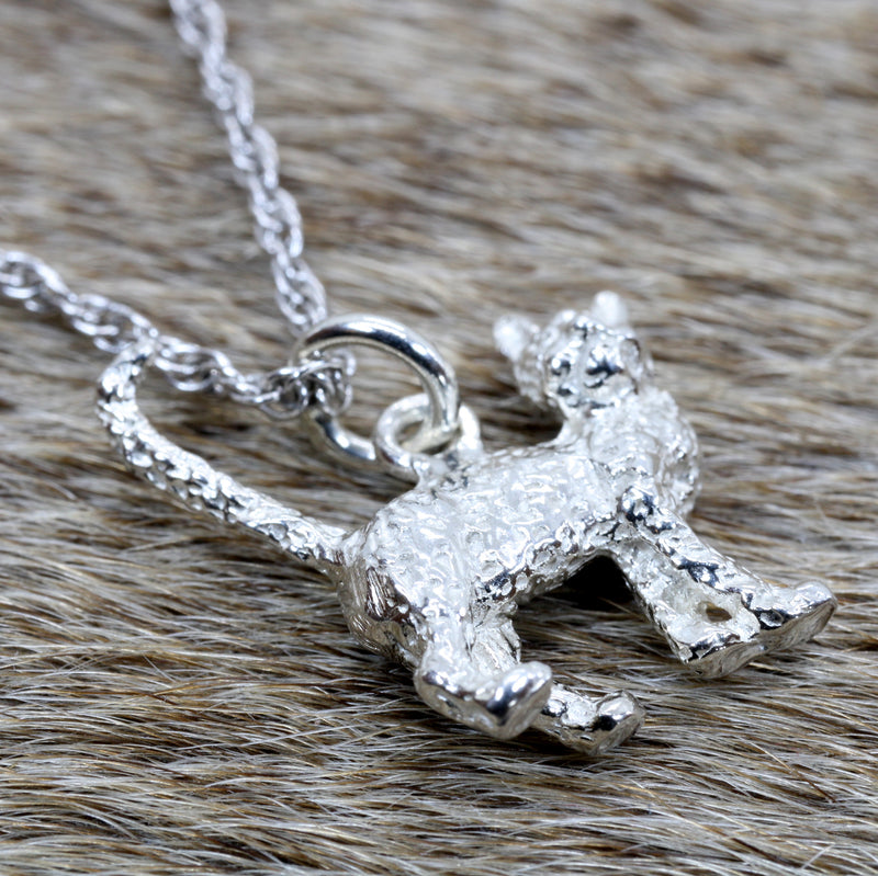 Silver House Cat Necklace with solid 925 Sterling Silver House Cat