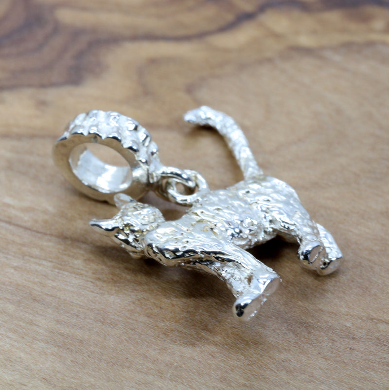 Silver House Cat Slide Charm with solid 925 Sterling Silver House Cat