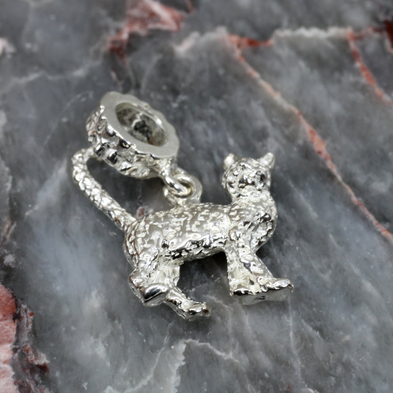 Silver House Cat Slide Charm with solid 925 Sterling Silver House Cat