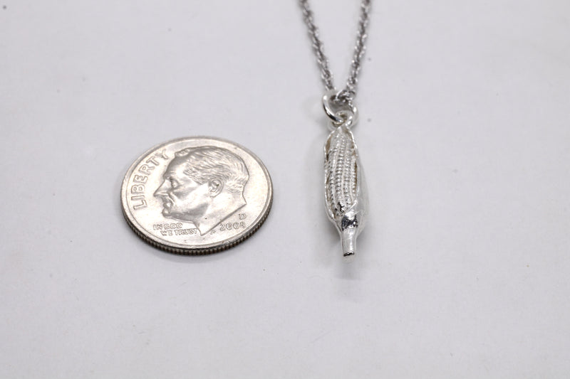 Small Corn Cob Necklace in sterling silver on 18" sterling silver chain