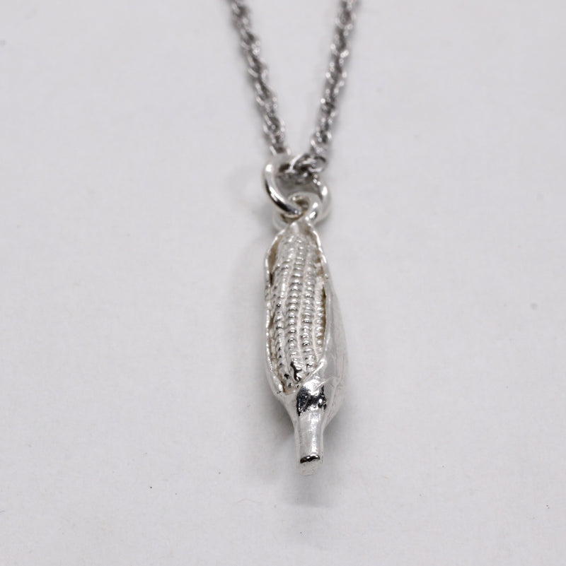 Small Corn Cob Necklace in sterling silver on 18" sterling silver chain