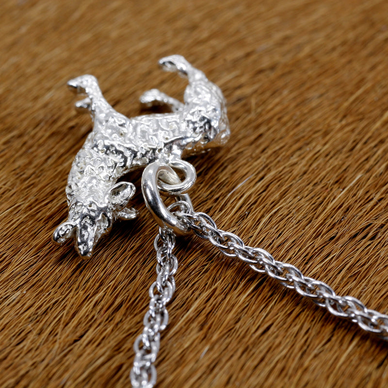 Silver Coyote Necklace with solid 925 Sterling Silver 3D Howling Coyote