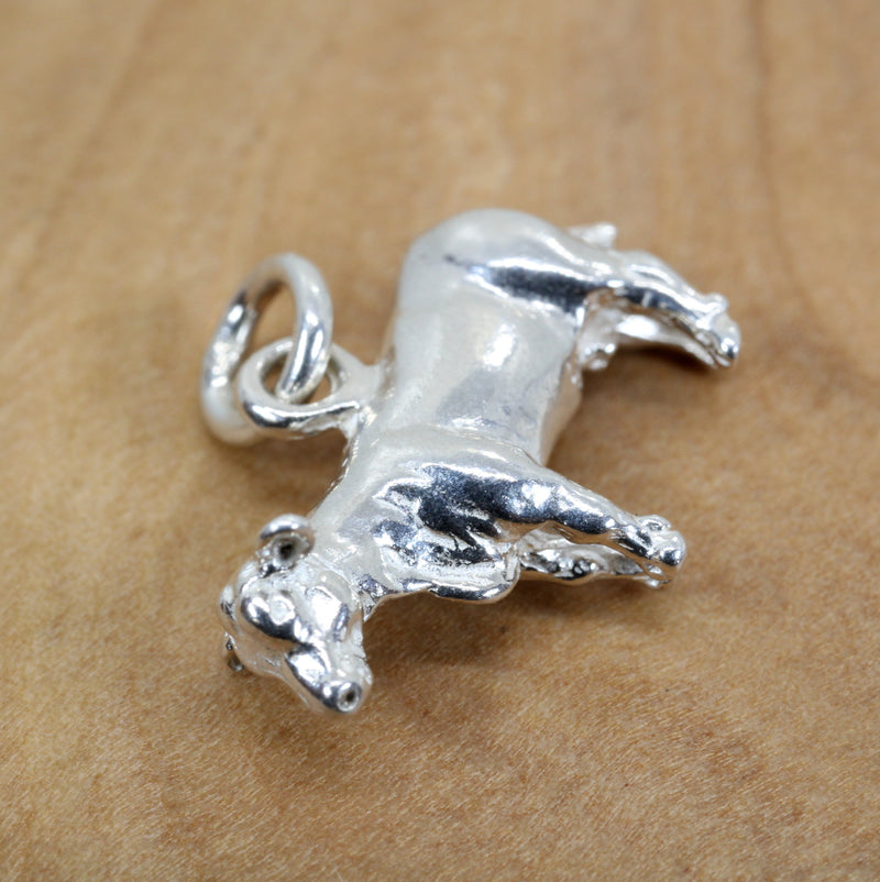 Silver Beef Cow Charm made in 925 Sterling Silver for her Bracelet