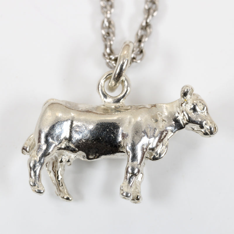 Silver Cow Necklace with a 925 Sterling Silver Dairy Beef Cow