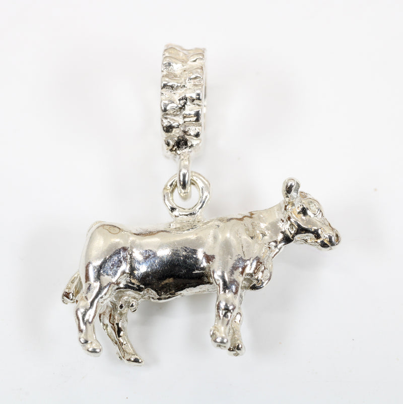 Silver Cow Slide Bracelet Charm made in 925 Sterling Silver