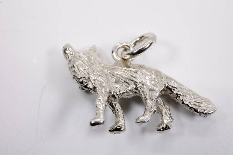 Silver Fox Charm with solid 925 Sterling Silver 3D Fox