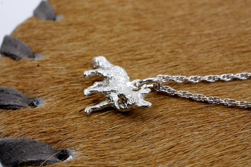 Silver Fox Necklace with solid 925 Sterling Silver 3D Fox