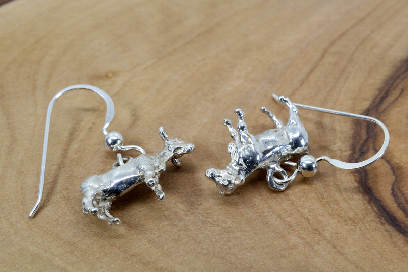 Silver Heifer Earrings made in 925 Sterling Silver