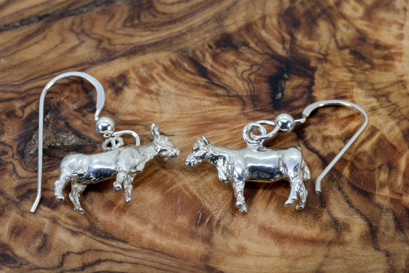 Silver Heifer Earrings made in 925 Sterling Silver
