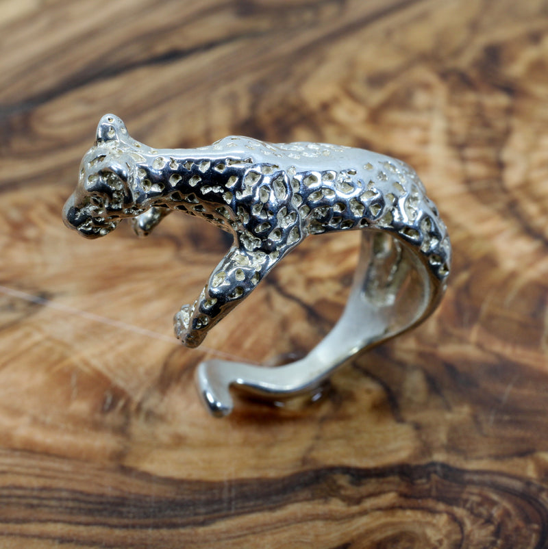Silver Leopard Wrap Ring for Her made in Solid 925 Sterling Silver