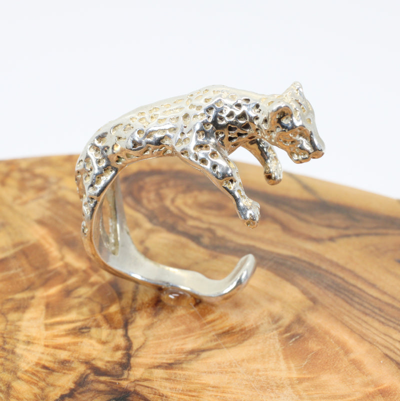 Silver Leopard Wrap Ring for Her made in Solid 925 Sterling Silver