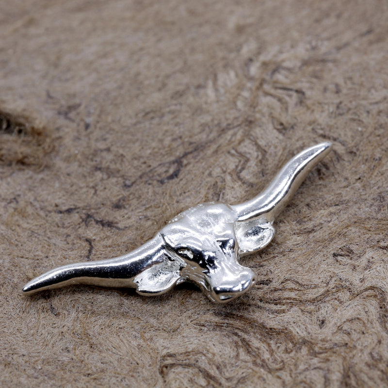 Silver Longhorn Head Tie Tack or lapel pin for him or her