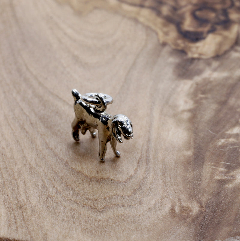 Silver Nubian Dairy Goat Charm with solid 925 Sterling Silver 3D Goat