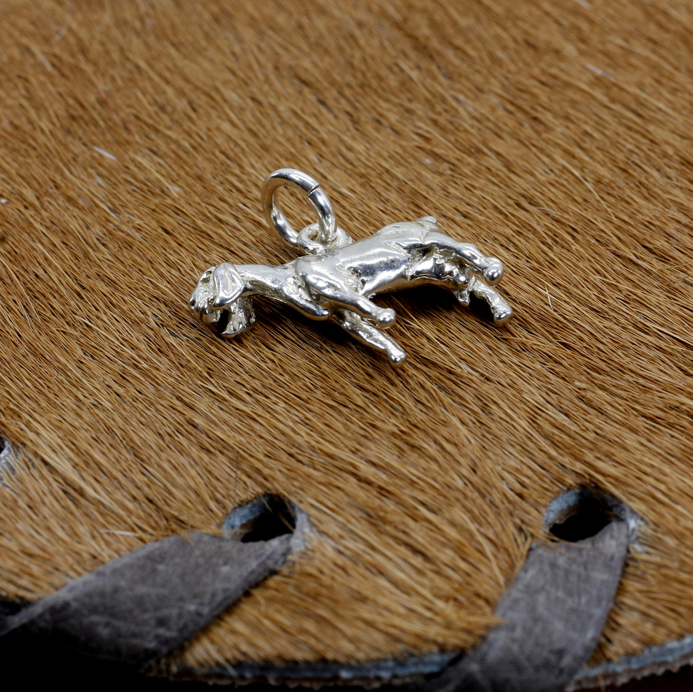 Silver Nubian Dairy Goat Charm with solid 925 Sterling Silver 3D