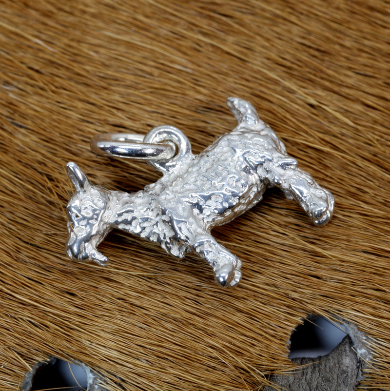 Small Silver Pygmy Goat Charm in four Styles made in  925 Sterling Silver