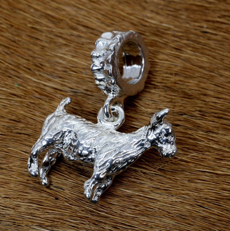 Silver Pygmy Goat Pandora Slide Charm made in 925 Sterling Silver