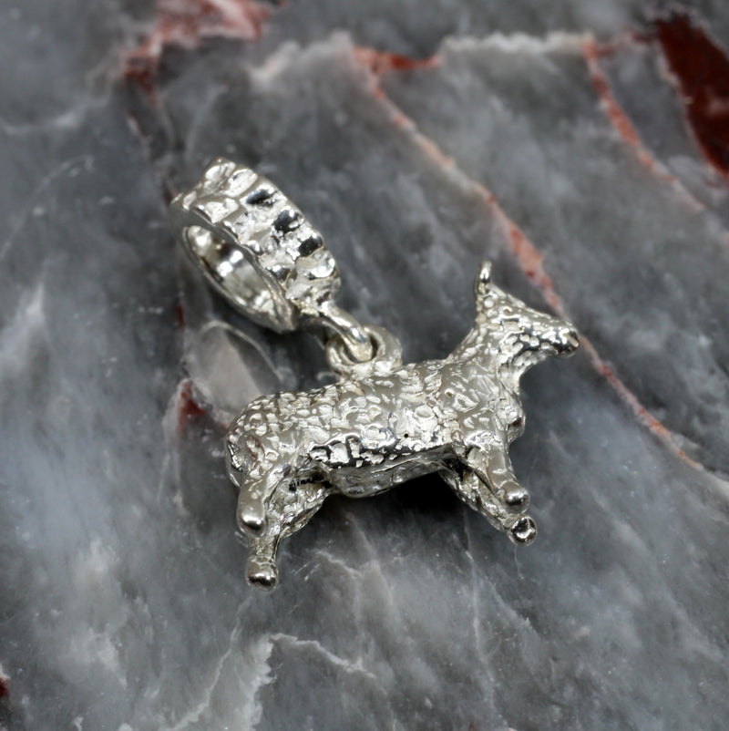 Silver Sheep Slide Charm made in Solid 925 Sterling Silver