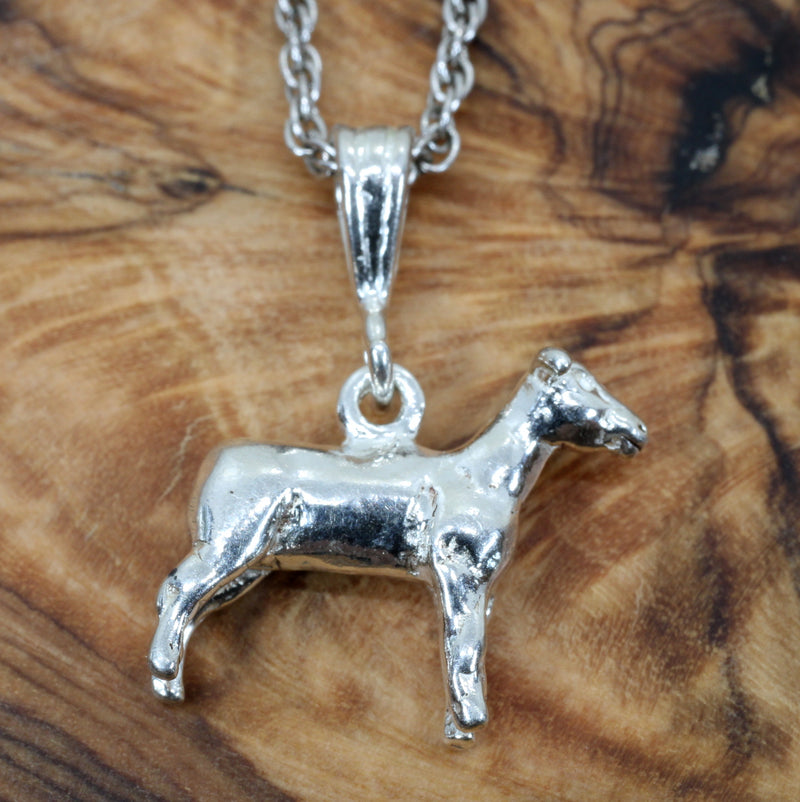Show Lamb Necklace in 925 Sterling Silver Gift for girl