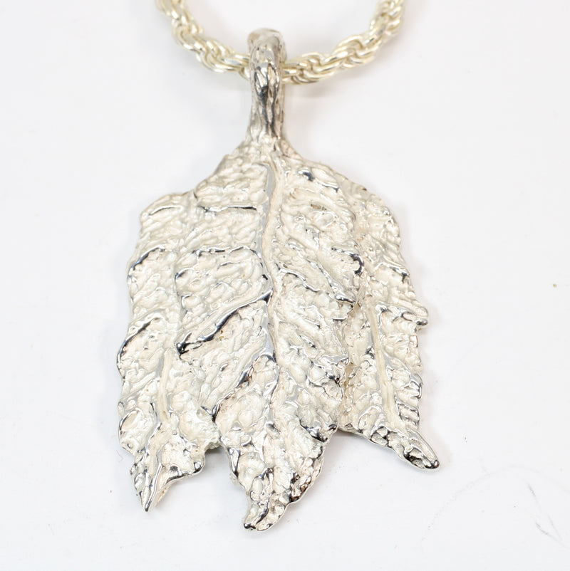 Silver Tobacco Leaf Necklace with solid 925 Sterling Silver Tobacco Charm