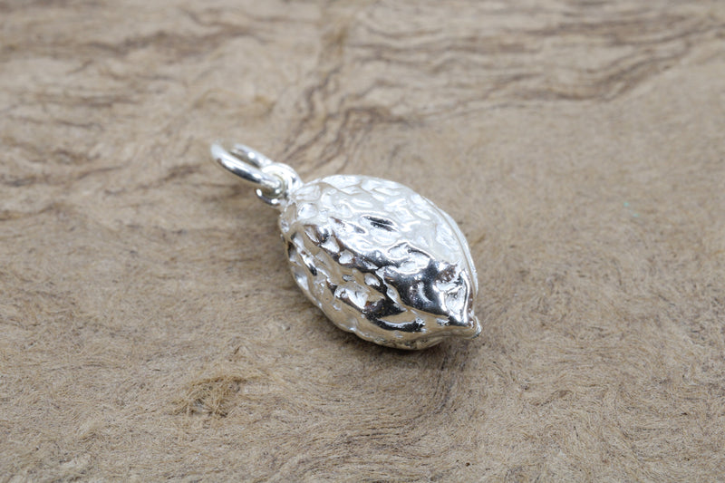Silver Walnut Charm with solid 925 Sterling Silver Walnut for bracelet