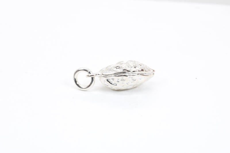 Silver Walnut Charm with solid 925 Sterling Silver Walnut for bracelet