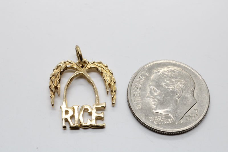 Gold Rice Logo Charm for bracelet made in solid 14kt Gold