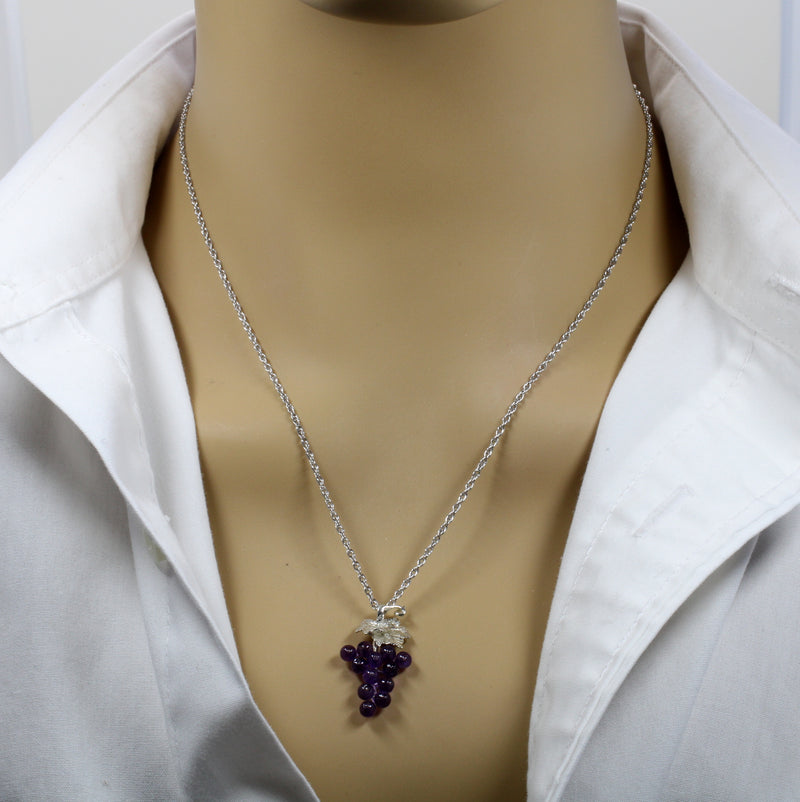 Amethyst Grape Cluster Necklace in 925 Sterling Silver Setting