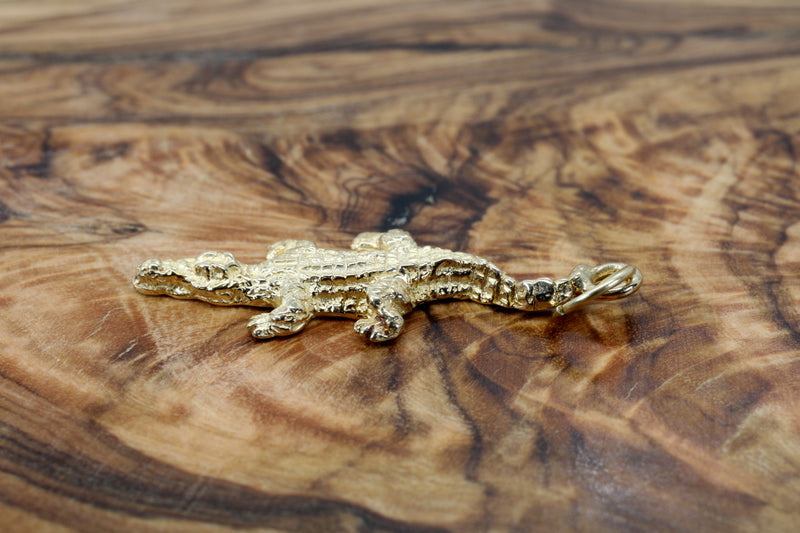 Small Alligator Charm in Solid 14kt Yellow Gold for Her Bracelet