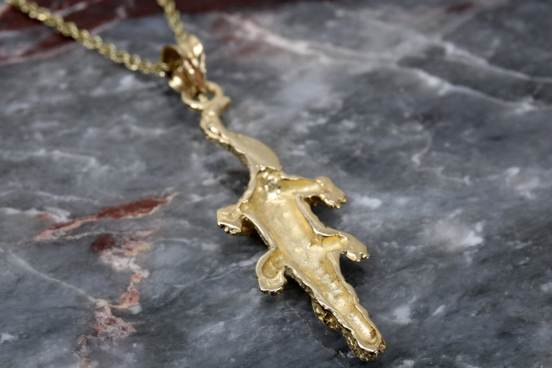 Small Alligator Necklace made in Solid 14kt. Yellow Gold For Her