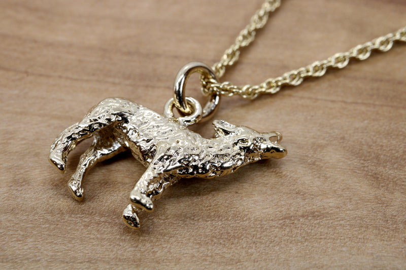 Gold Coyote Necklace with 14kt Gold Vermeil 3D Small Howling Coyote