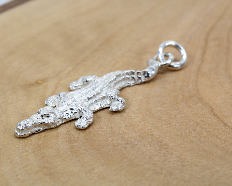Small Alligator Charm in solid  925Sterling Silver