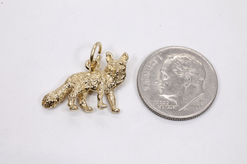 Gold Fox Charm with solid 14kt gold 3D Fox