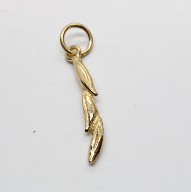 Small Three Grains of Rice Charm in solid 14kt yellow gold for her
