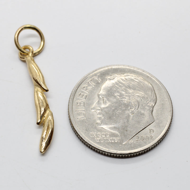 Small Three Grains of Rice Charm in solid 14kt yellow gold for her